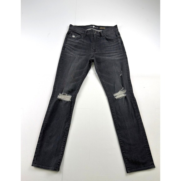 7 For All Mankind Denim - 7 For All Mankind Slimmy Jeans Womens Gray Distressed Slim Fit Denim Size  31